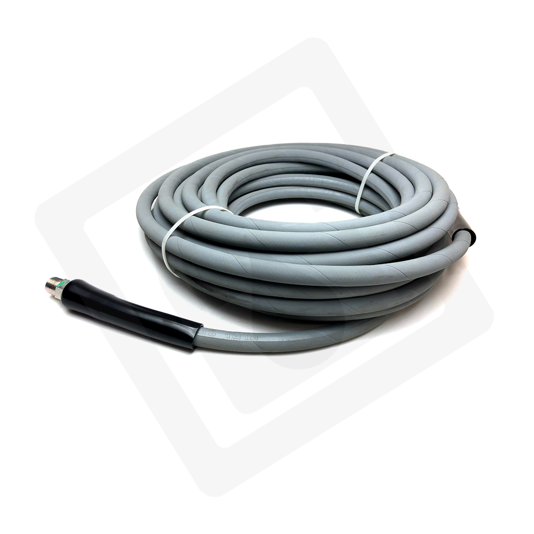 AA1775 PRESSURE WASH HOSE – SINGLE WIRE, GRAY 50′ ROUGH SKIN, NON MARKING 4000 PSI 275 DEGREE 3/8" M X 3/8" M (QUICK CONNECTS NOT INCLUDED)